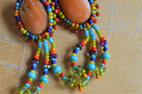 Handmade Beaded Earrings (Colorful and a Large Stone)