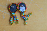 Handmade Beaded Earrings (Colorful and a Large Stone)